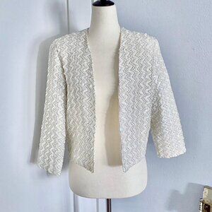 White Sequin Crop Jacket size 8 medium Caron of Chicago
